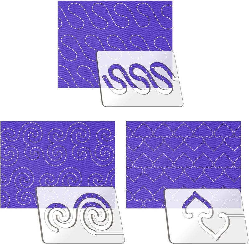 Kapyoo 3Pcs Free Motion Quilting Rulers and Templates Set Quilting Templates for Machine Quilting Supplies Stencils with Non-Slip Grips (Series C) - Image 1